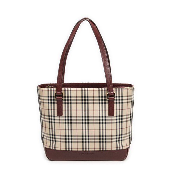 Burberry Handbags - Burberry Small Zip Tote in Beige/Red House Check Canvas